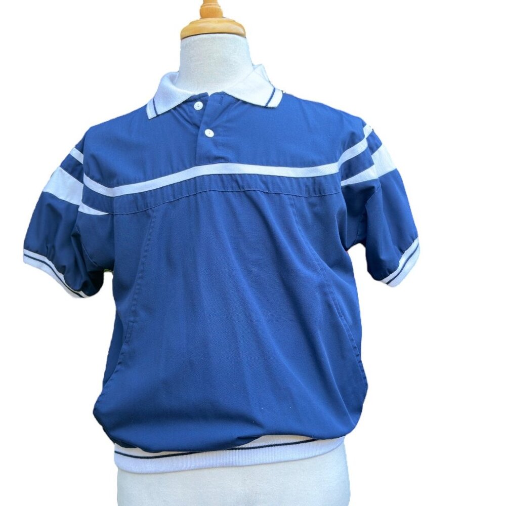 Christian Dior Monsieur Vintage Short Sleeve Blue & White Track Shirt Size M - Picture 2 of 13